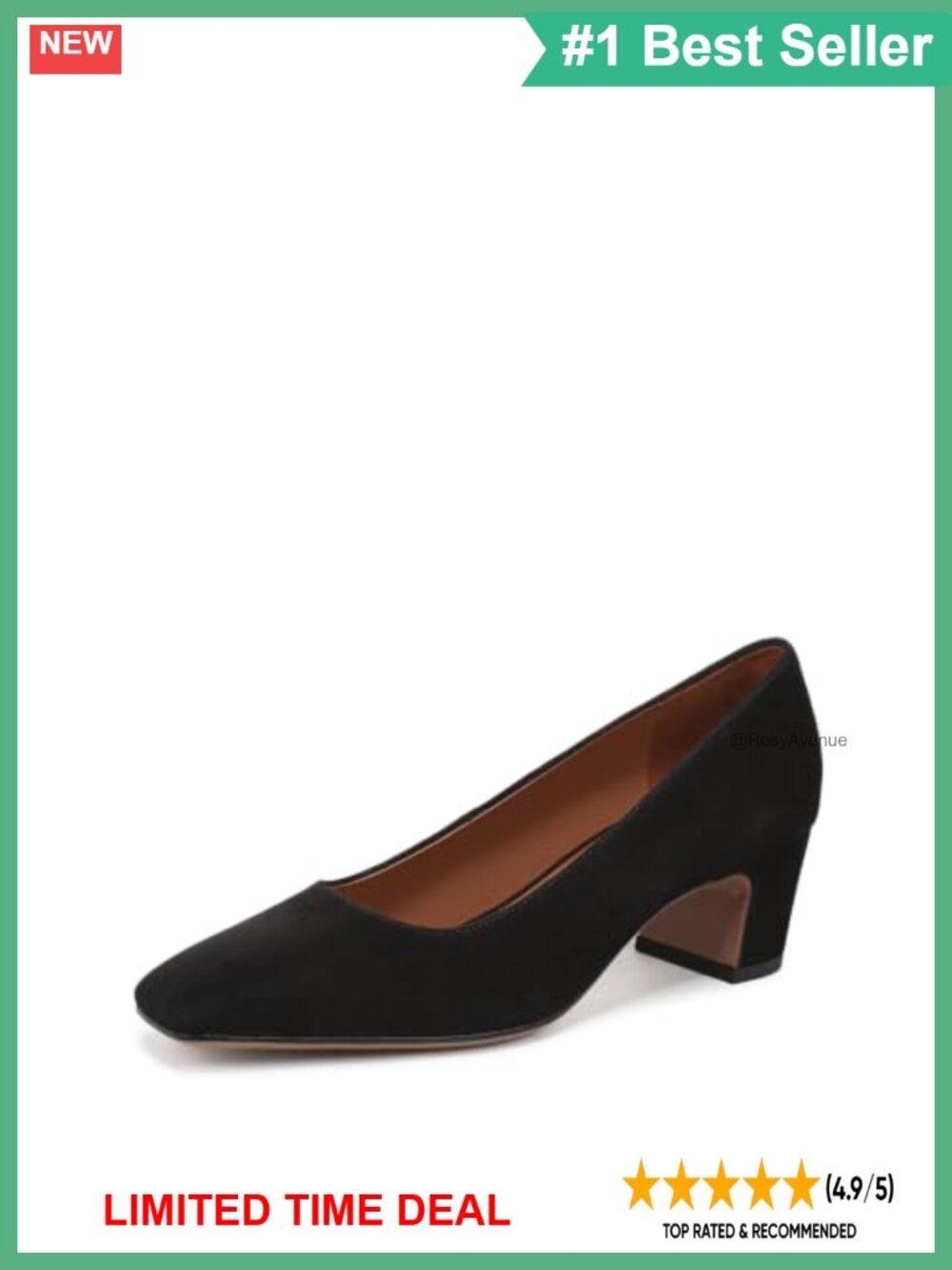 Salino Slip On Suede Pump 2 Inch Heel Square Toe Business Casual